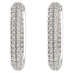 0.98 CT Baguette and Round Diamond Multi Row Wide Huggie Hoop Earrings 18K Gold