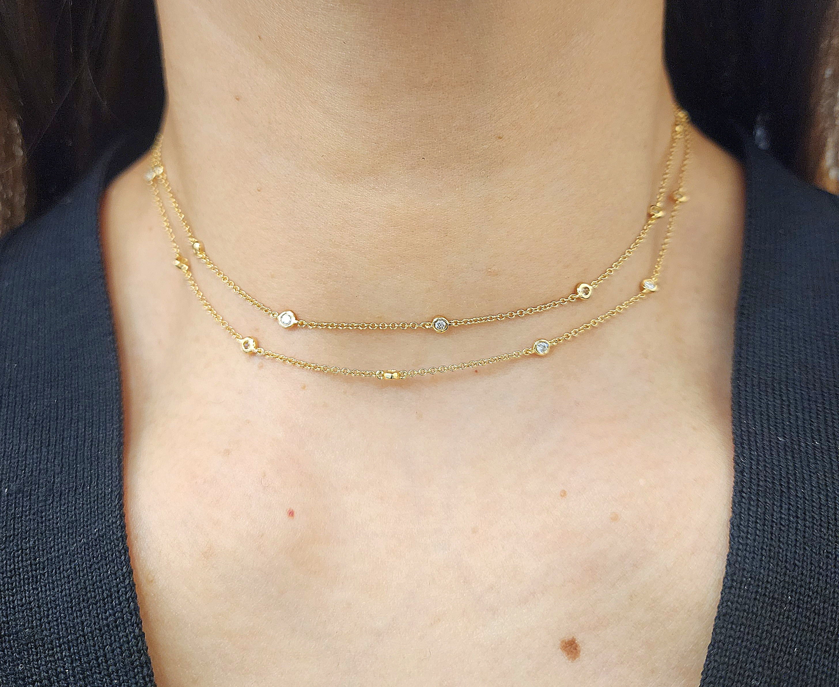 0.98 ct Diamond By the Yard Necklace set in 18k Yellow Gold For Sale