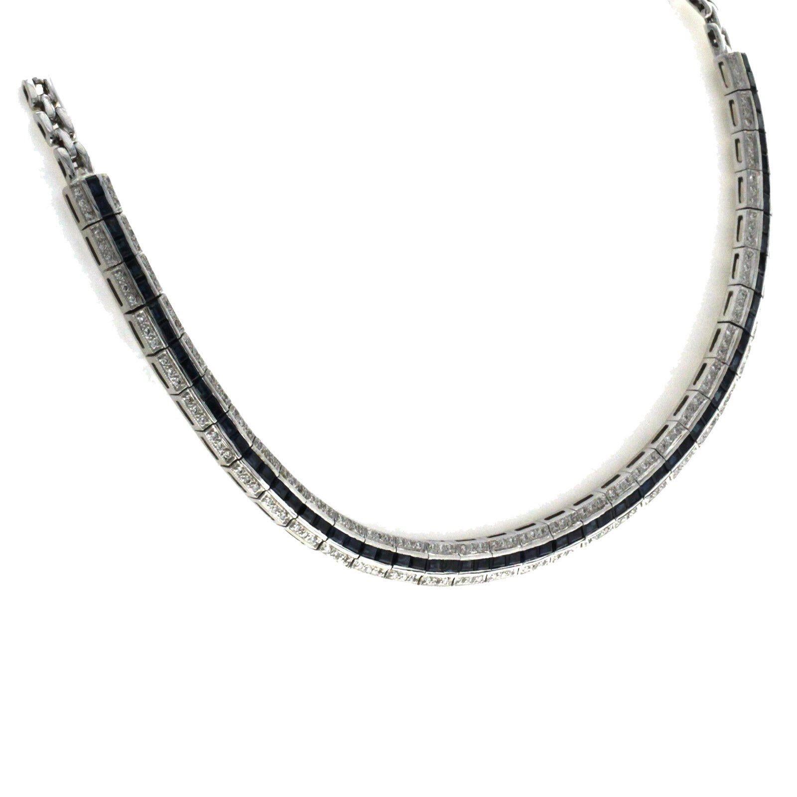 100% authentique, 100% satisfaction du client, retour gratuit de 30 jours 

Longueur à porter : 16 pouces

Largeur : 6mm

Métal : Or blanc 18K

Type de pierre : Diamants 0.98 CT G VS2 et 9.36 Ct Saphir bleu naturel

Poinçons : 18K

Poids total :