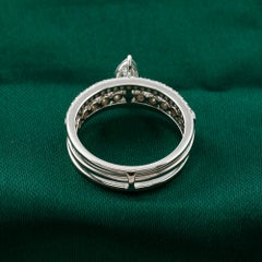 0.98 Ct Natural Marquise Diamond Multi-Row Statement Ring 18k White Gold