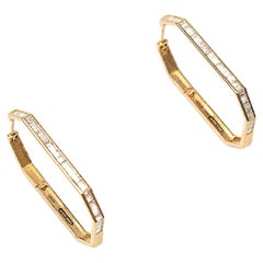0.98 cts Baguette Diamond Hoop Earrings in 18K Gold