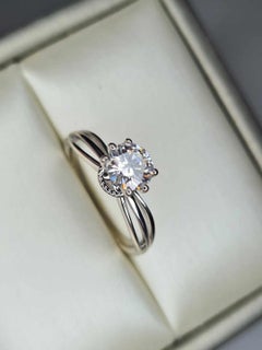 0,98 Karat Moissanit Solitär Ring 925 Silber Frauen Verlobungsring.