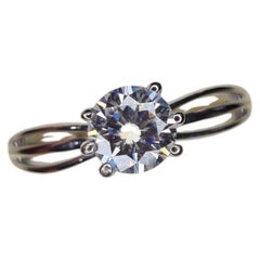 0,98 Karat Moissanit Solitär Ring 925 Silber Frauen Verlobungsring.