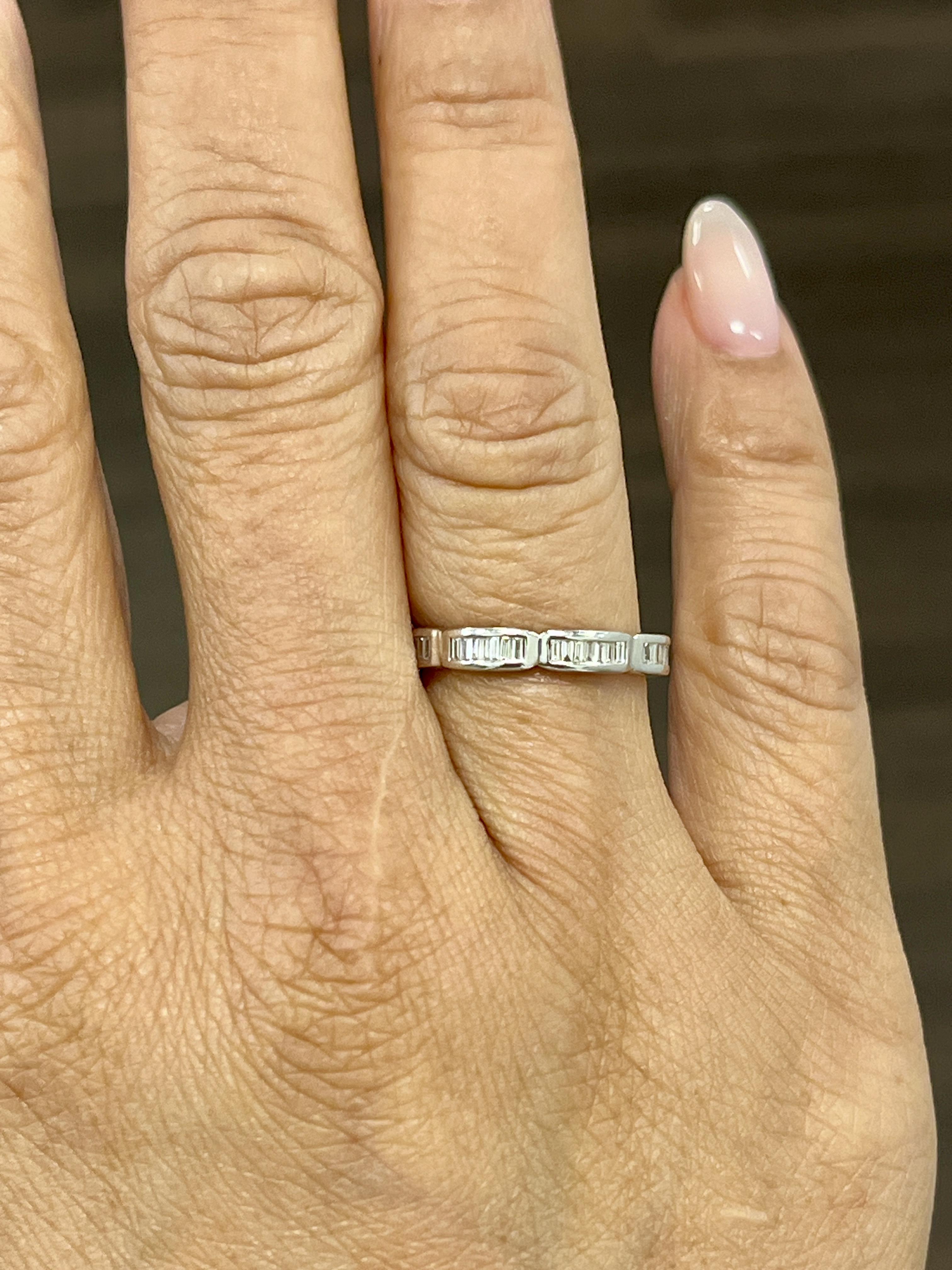 Baguette Cut 0.98 ct Diamond Ring For Sale