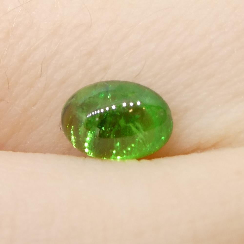 0.98ct Oval Cabochon Green Tsavorite Garnet from Kenya, Unheated In New Condition For Sale In Toronto, Ontario