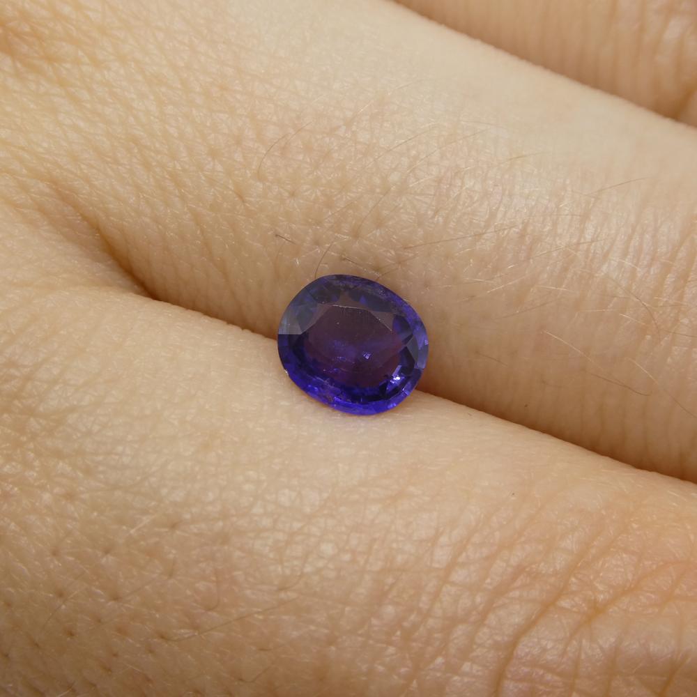 Women's or Men's 0.98ct Oval Purple Sapphire from East Africa, Unheated For Sale