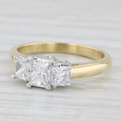 0.98ctw 3-Stone Princess Diamond Engagement Ring 18k Gold Platinum Size 5.75