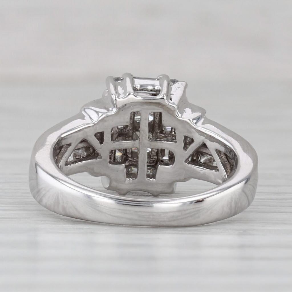 0.98ctw Anillo de compromiso de diamantes 14k Oro blanco Tamaño 4.25 Corte princesa en venta