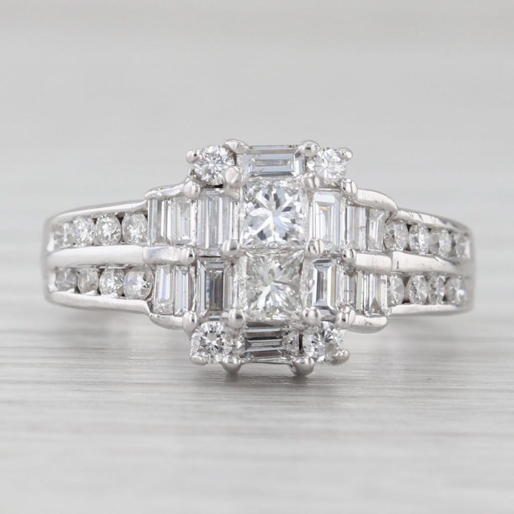 0.98ctw Anillo de compromiso de diamantes 14k Oro blanco Tamaño 4.25 en Bueno estado para la venta en McLeansville, NC