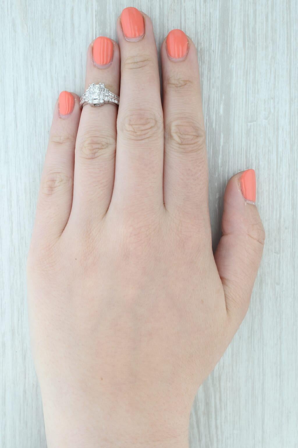 0.98ctw Anillo de compromiso de diamantes 14k Oro blanco Tamaño 4.25 en venta 3