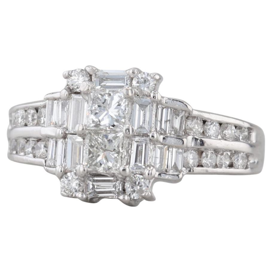 0.98ctw Anillo de compromiso de diamantes 14k Oro blanco Tamaño 4.25