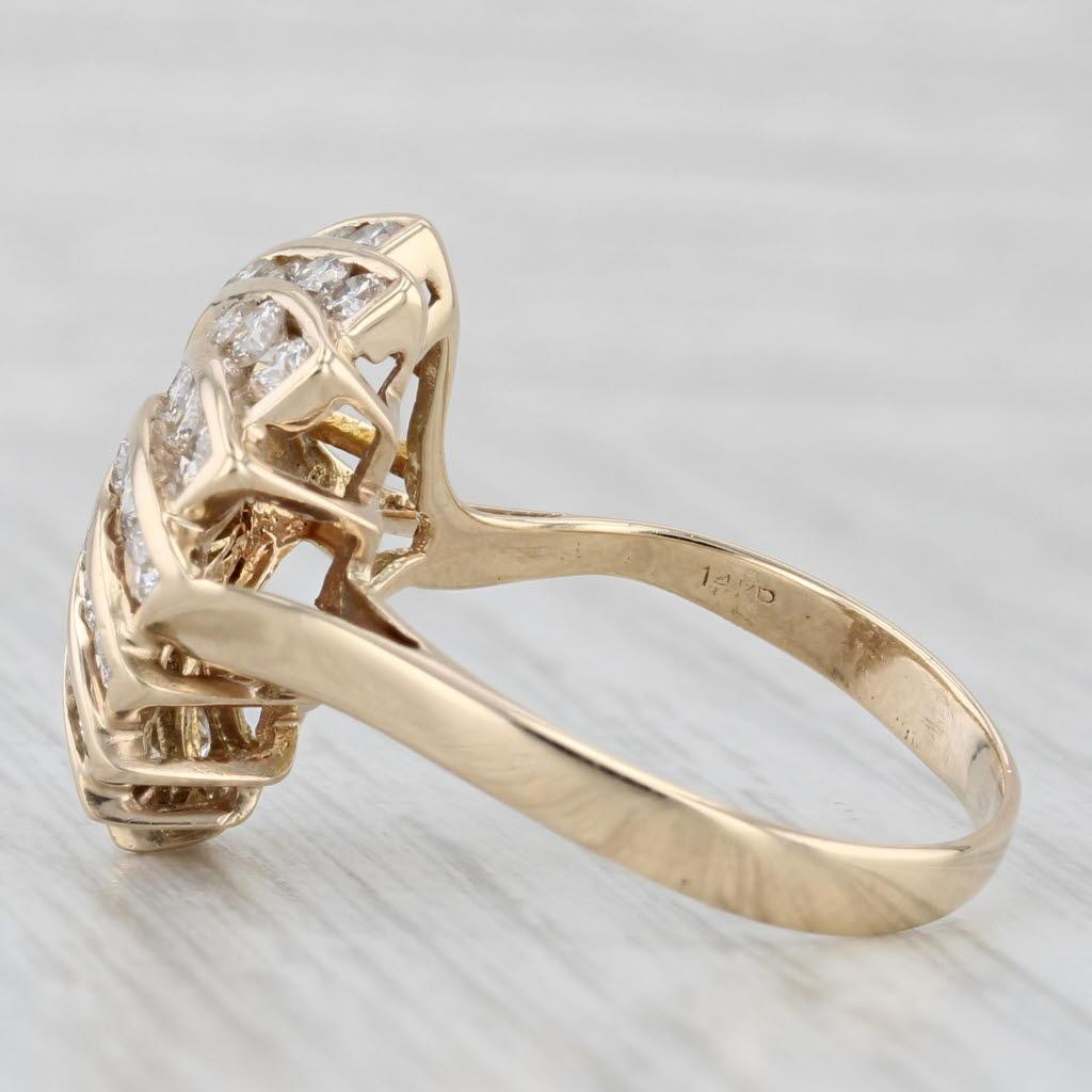 Women's or Men's 0.98ctw Diamond Fan Ring 14k Yellow Gold Size 8.5 Cocktail