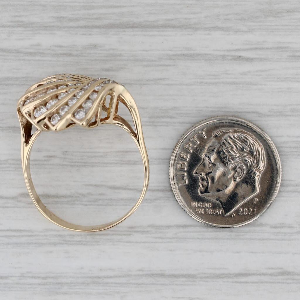 0.98ctw Diamond Fan Ring 14k Yellow Gold Size 8.5 Cocktail 3