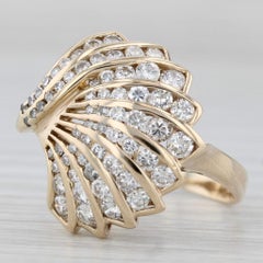0.98ctw Diamond Fan Ring 14k Yellow Gold Size 8.5 Cocktail