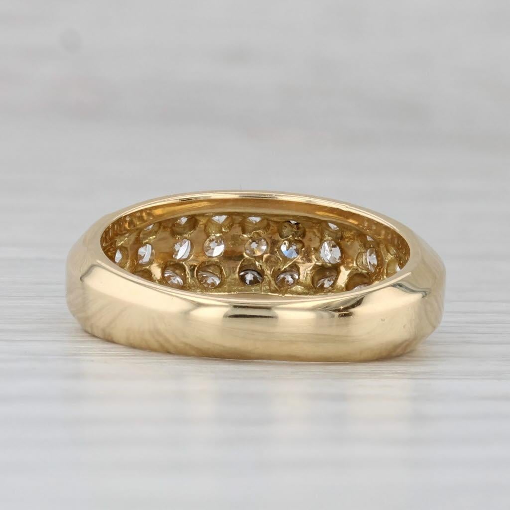 Taglio rotondo Fascia nuziale con diamante da 0,98 carati in oro giallo 18k Misura 6 Anello di anniversario in vendita