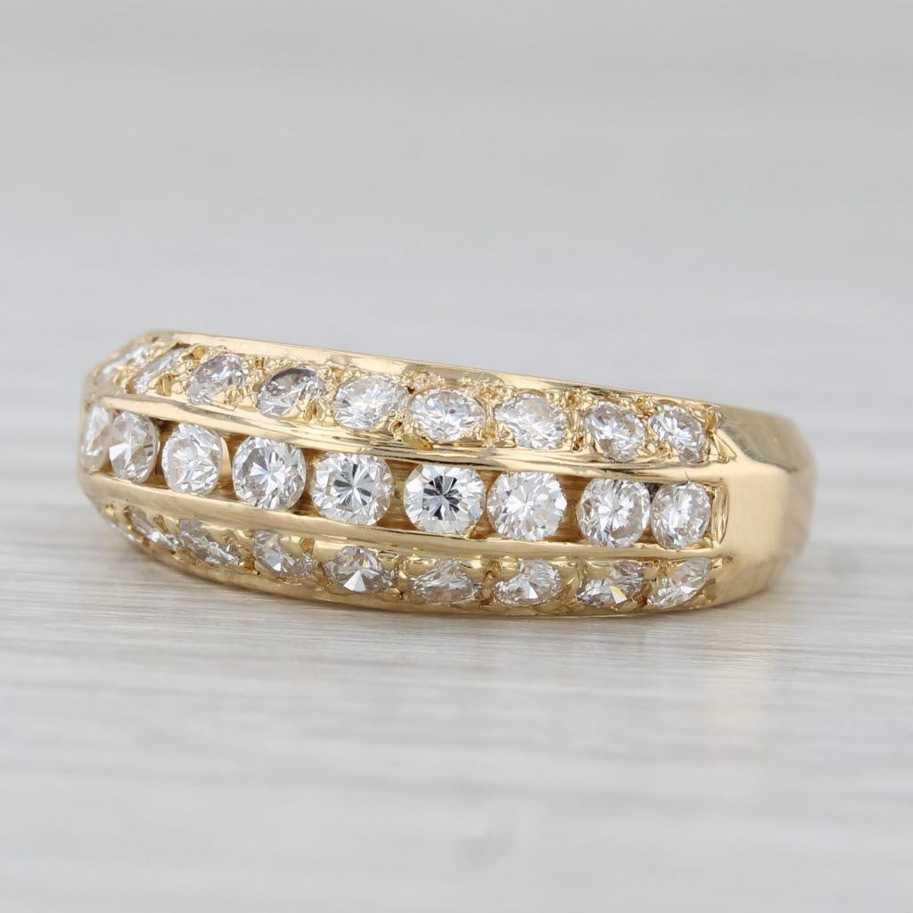 Fascia nuziale con diamante da 0,98 carati in oro giallo 18k Misura 6 Anello di anniversario In condizioni buone in vendita a McLeansville, NC
