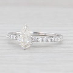 0.98ctw Pear Diamond Engagement Ring 14k White Gold Size 6.75