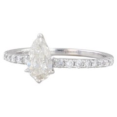 0.98ctw Pear Diamond Engagement Ring 14k White Gold Size 6.75