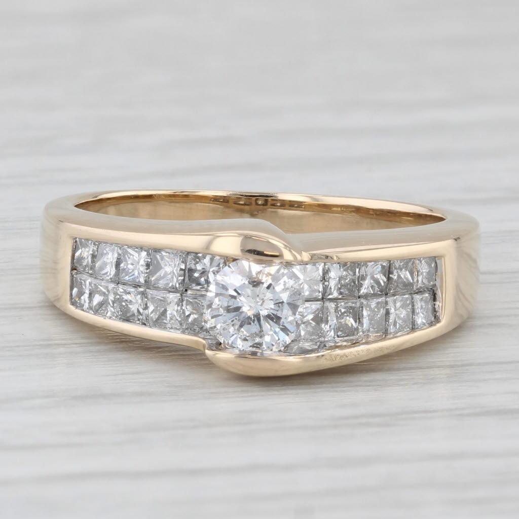 Round Cut 0.98ctw Round Diamond Engagement Ring 14k Yellow Gold Size 5.75