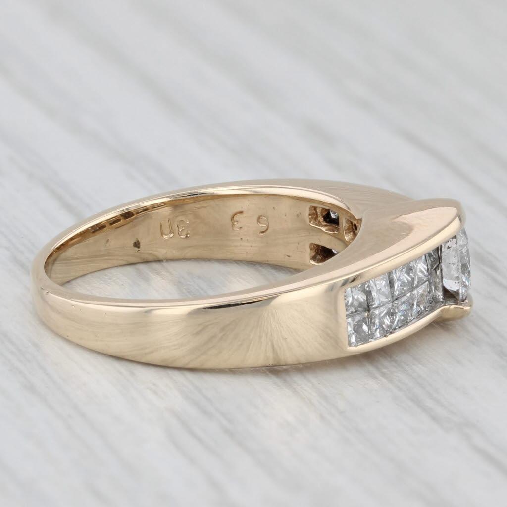 0.98ctw Round Diamond Engagement Ring 14k Yellow Gold Size 5.75 3