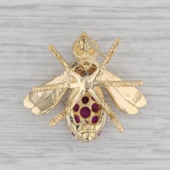 0.98ctw Ruby Diamond Bee Bug Brooch 18k Yellow Gold Pin