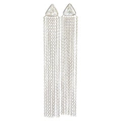 0.98ctw Trillion Diamond Chain Tassel Dangle Earrings in 14K White Gold 0.98ctw Trillion Diamond Chain Tassel Dangle Earrings in 14K White Gold