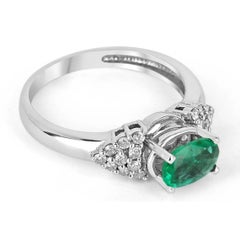 0.98tcw 14K Colombian Emerald-Oval Cut & Diamond Accent Gold Statement Ring