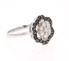 0.99 Carat Black Diamond White Diamond White Gold Ring