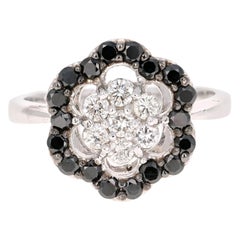0.99 Carat Black Diamond White Diamond White Gold Ring