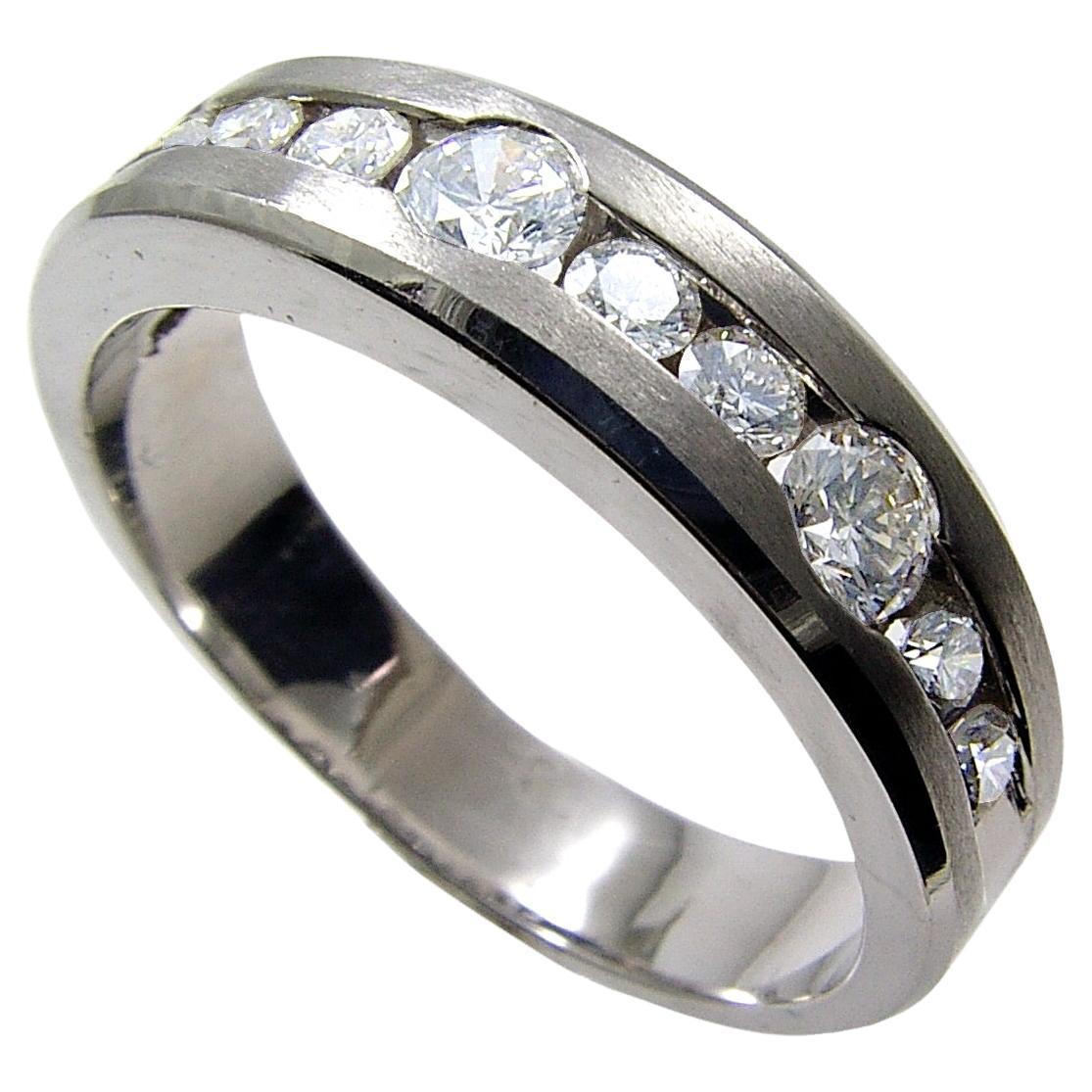 0.99 Carat Channel Set Diamond 18 Karat Gents Ring For Sale