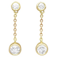 Pendants d'oreilles en or jaune 18 carats avec diamants de 0,99 carat