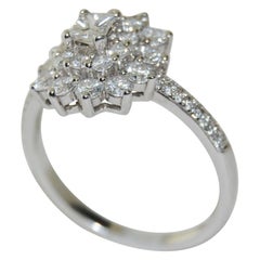 0.99 Carat Diamond Cluster Ring in 14 Karat White Gold