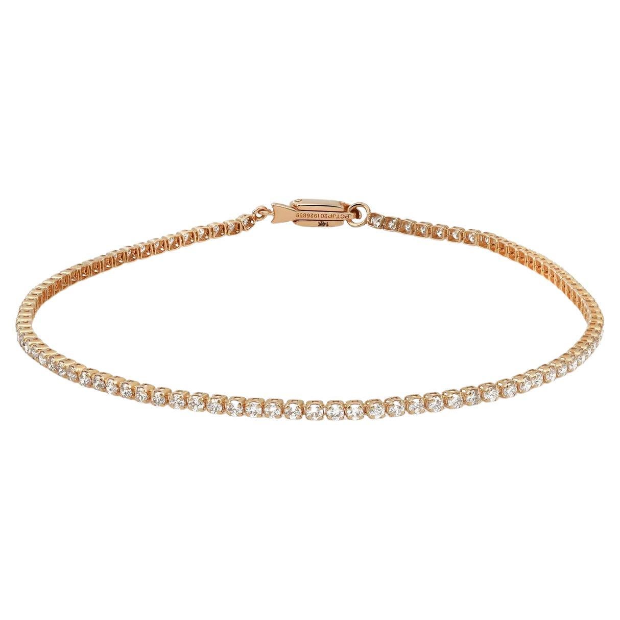 Bracelet tennis en or jaune 14 carats avec diamants de 0,99 carat  en vente