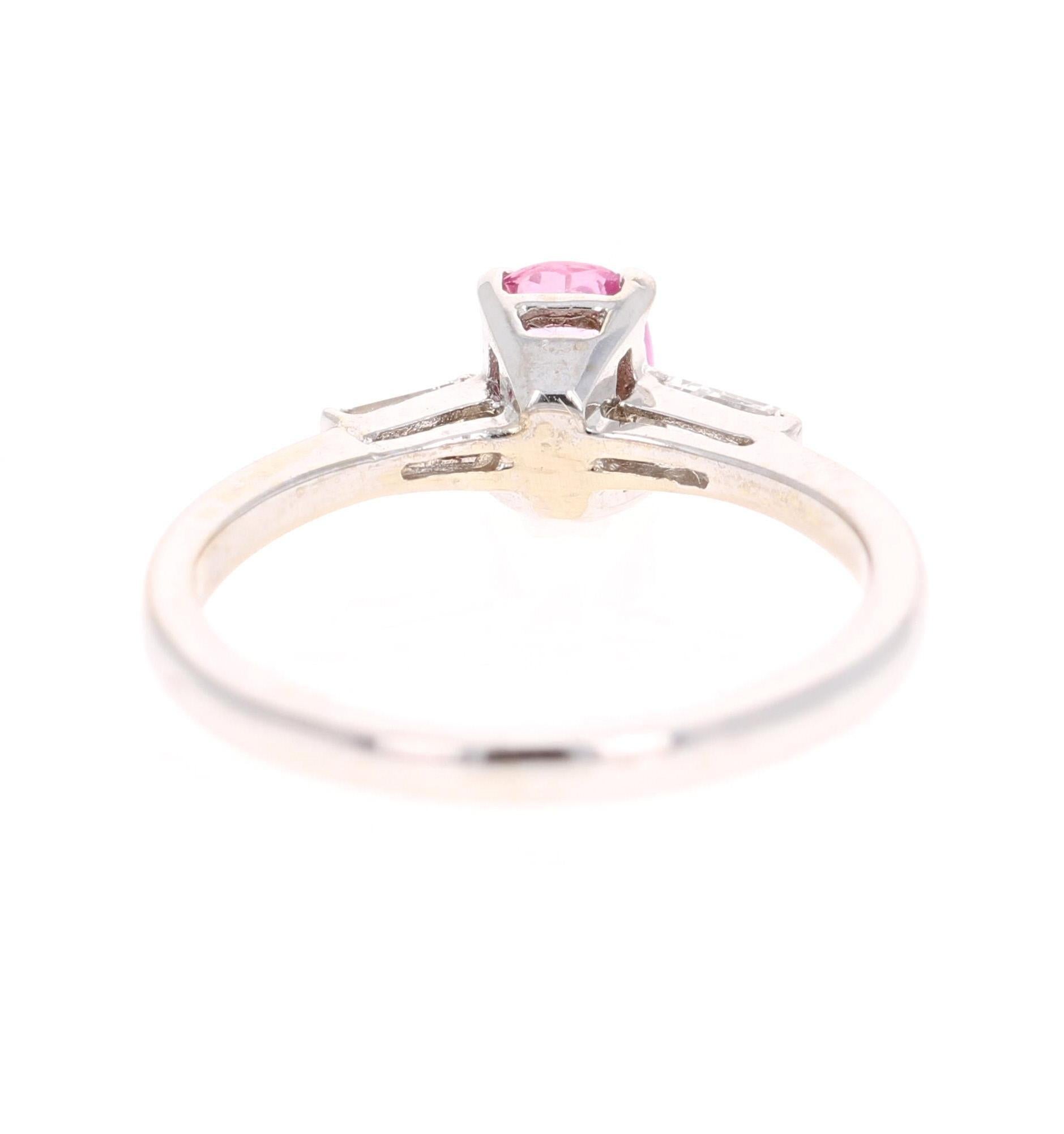 0,99 Karat Natürlicher Rosa Saphir Diamant 14 Karat Weißgold Ring (Ovalschliff) im Angebot