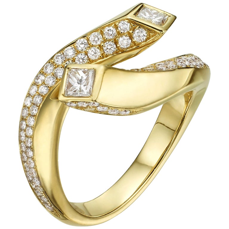 0 99 Carat Princess Cut Diamond 18  Karat  Yellow  Gold  