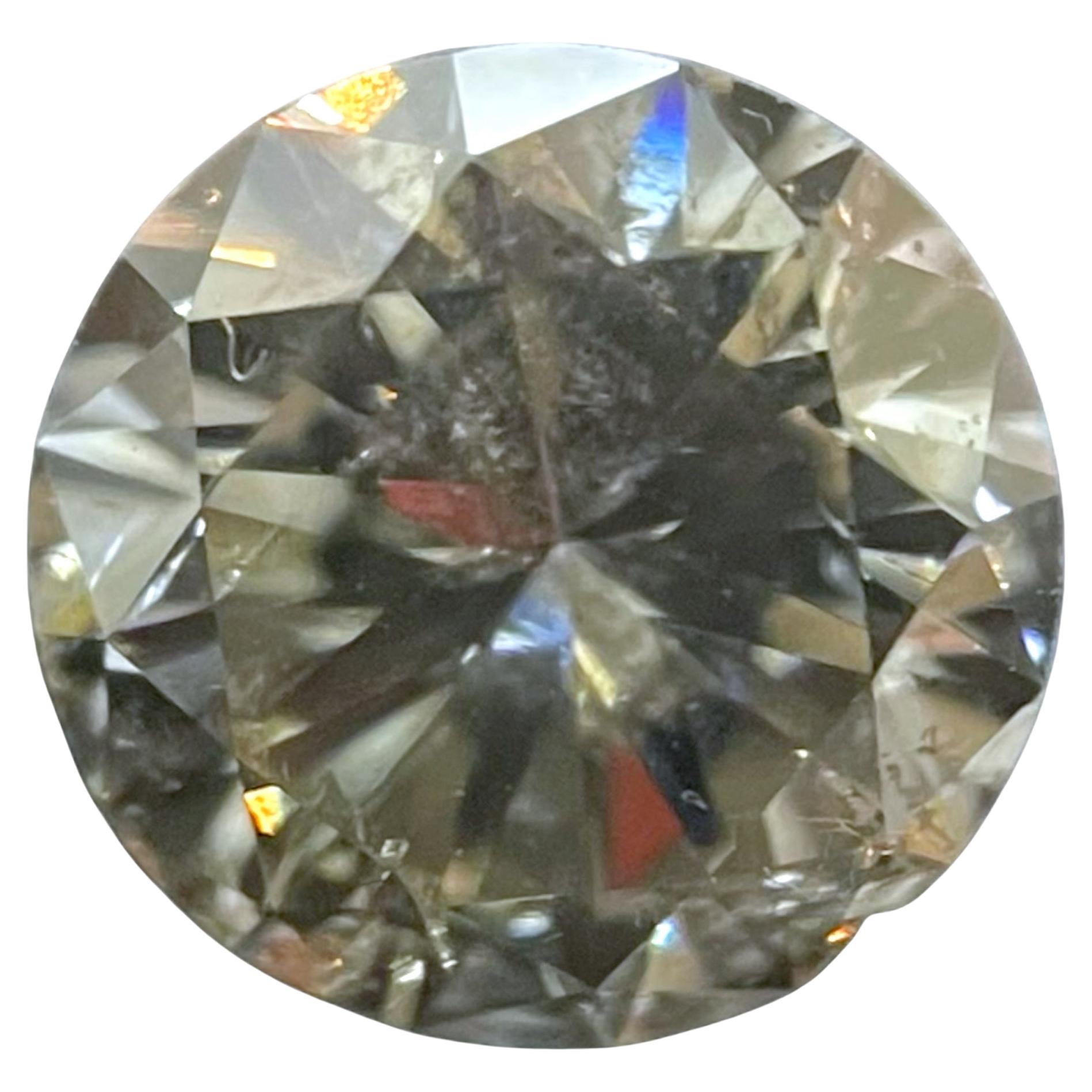 0.99 Carat Round Brilliant Gia Certified Light Gray I2 Clarity Diamond