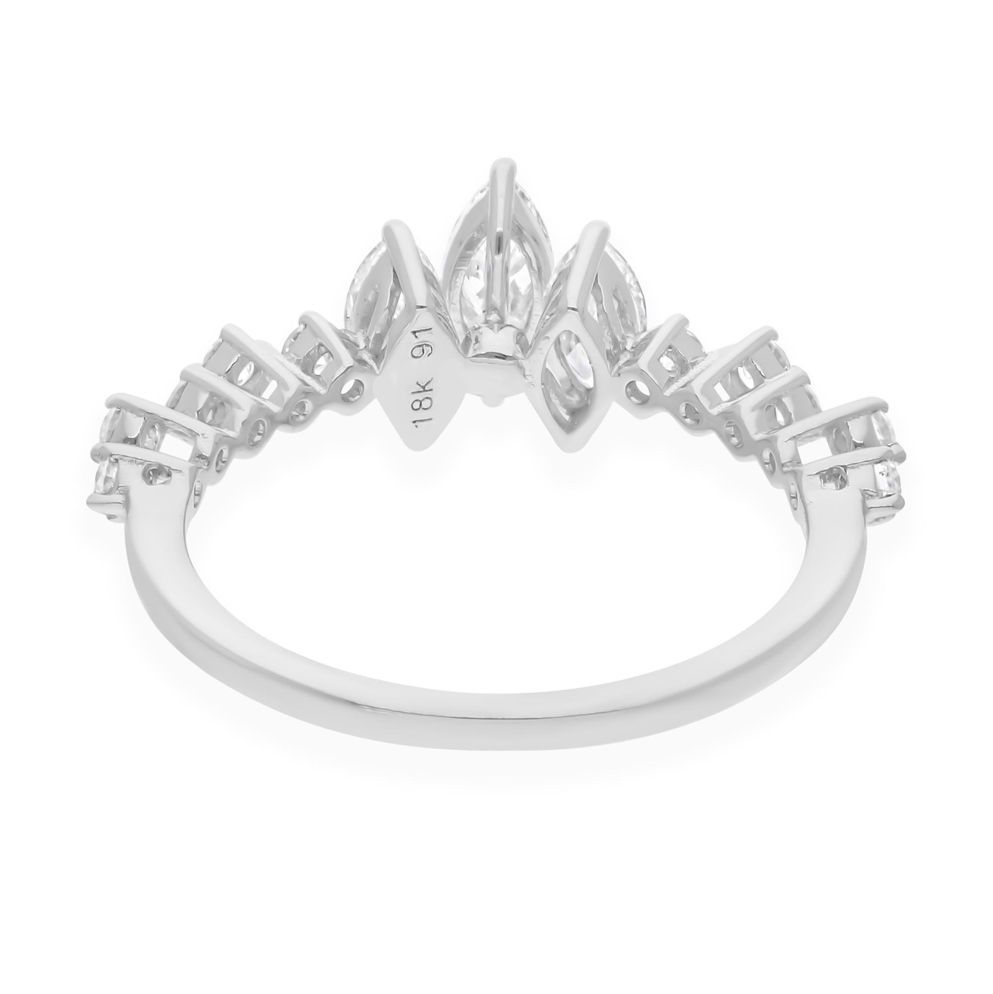 in vendita:  0,99 Carati SI Chiarezza HI Colore Anello con Diamante Rotondo Marquise Oro Bianco 14 Karati 6