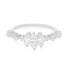 0,99 Karat SI Reinheit HI Farbe Marquise Runder Diamant Ring 14 Karat Weißgold