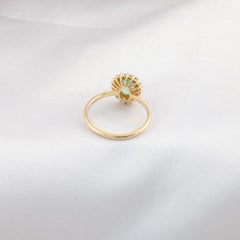 0.99 Carat Zambian Emerald 0.19 Carat SI/H Diamond Ring 14 Karat Yellow Gold