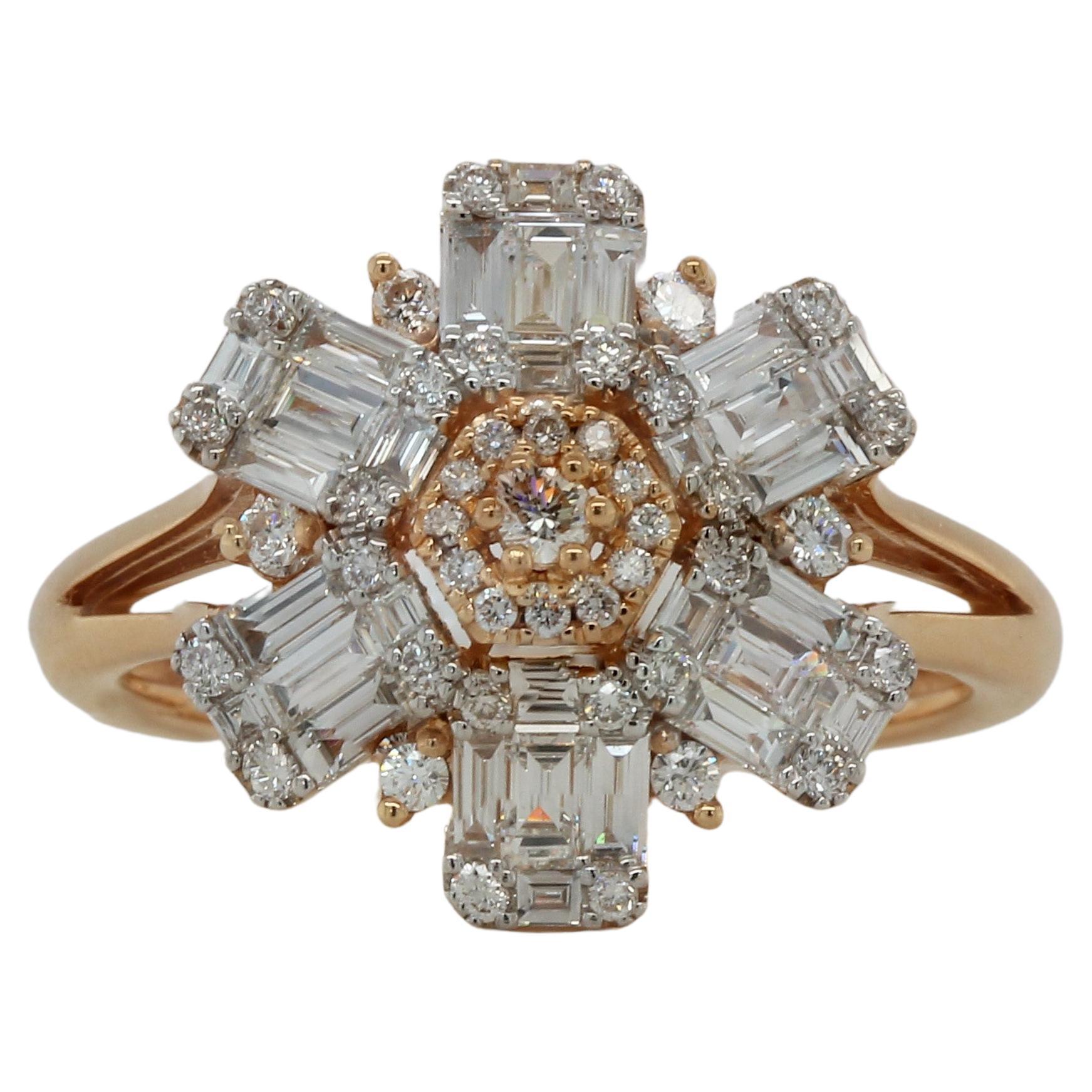 0.99 Carats Diamond Illusion Wedding Ring in 18 Karat Gold For Sale 1