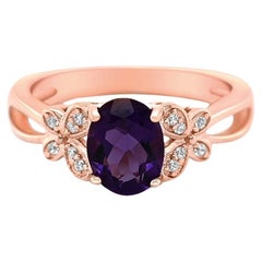 0.99 Ct Amethyst Halo Ring 925 Sterling Silver 18K Rose Gold Plated Wedding Ring