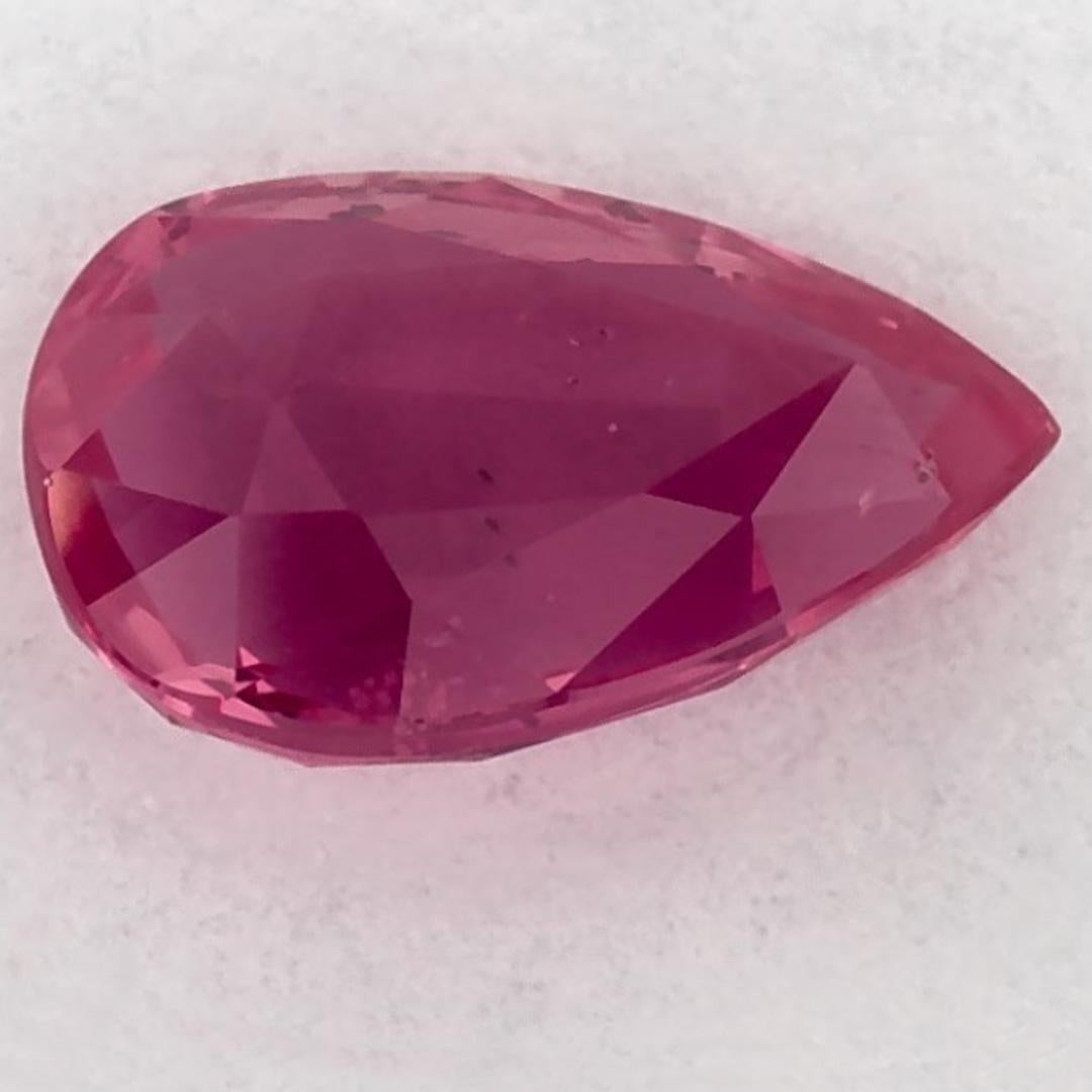 0.99 Ct Ruby Pear Loose Gemstone In New Condition For Sale In Fort Lee, NJ
