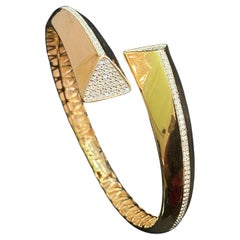 0.99 Cts F/VS1 Round Brilliant Cut Natural Diamonds Cuff Bracelet 18K Rose Gold