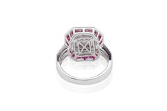 0.990 Carat Ruby baguette with Diamond Ring in 18 Karat Gold
