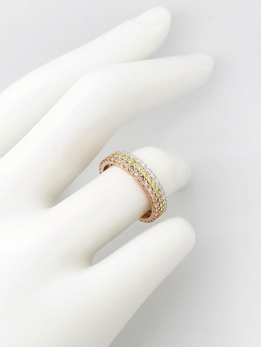 Women's or Men's Natural Fancy Diamond Tri Color Engagement Wedding Ring 14K Gold