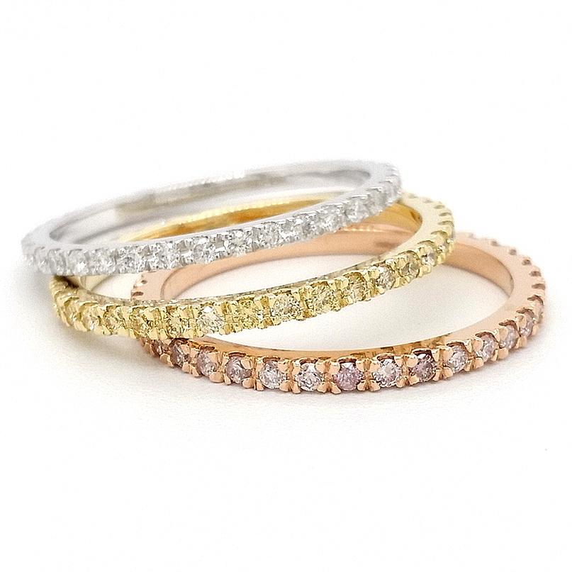 Natural Fancy Diamond Tri Color Engagement Wedding Ring 14K Gold