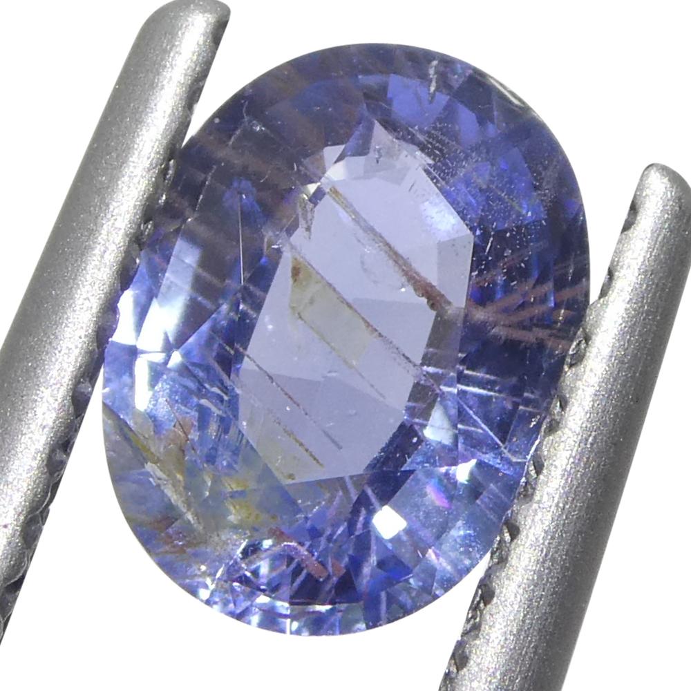 0,99ct Ovaler Blauer Saphir aus Sri Lanka (Brillantschliff) im Angebot
