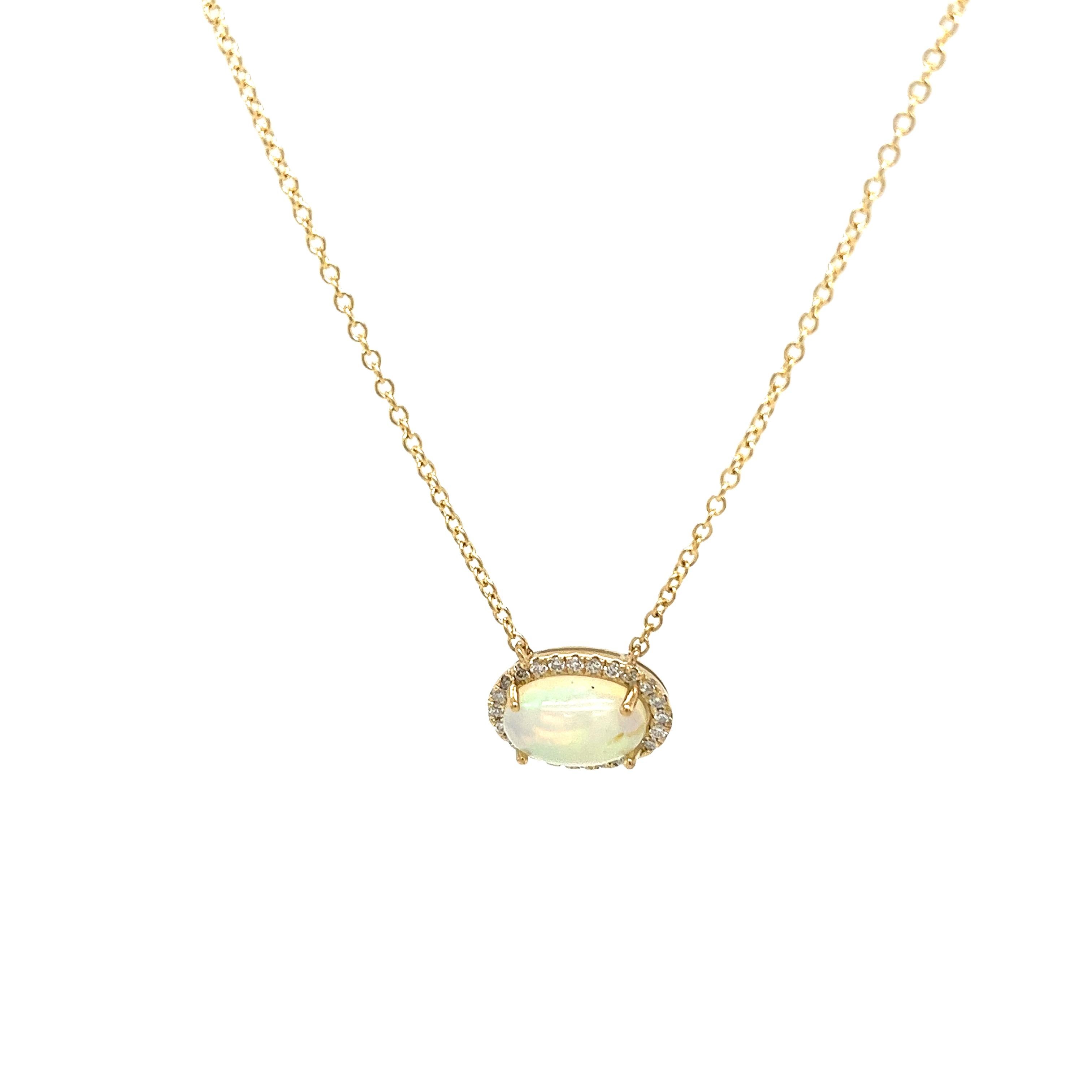 Women's 0.99ct Oval Opal & Diamonds Pendant Set in 18ct Yellow Gold For Sale