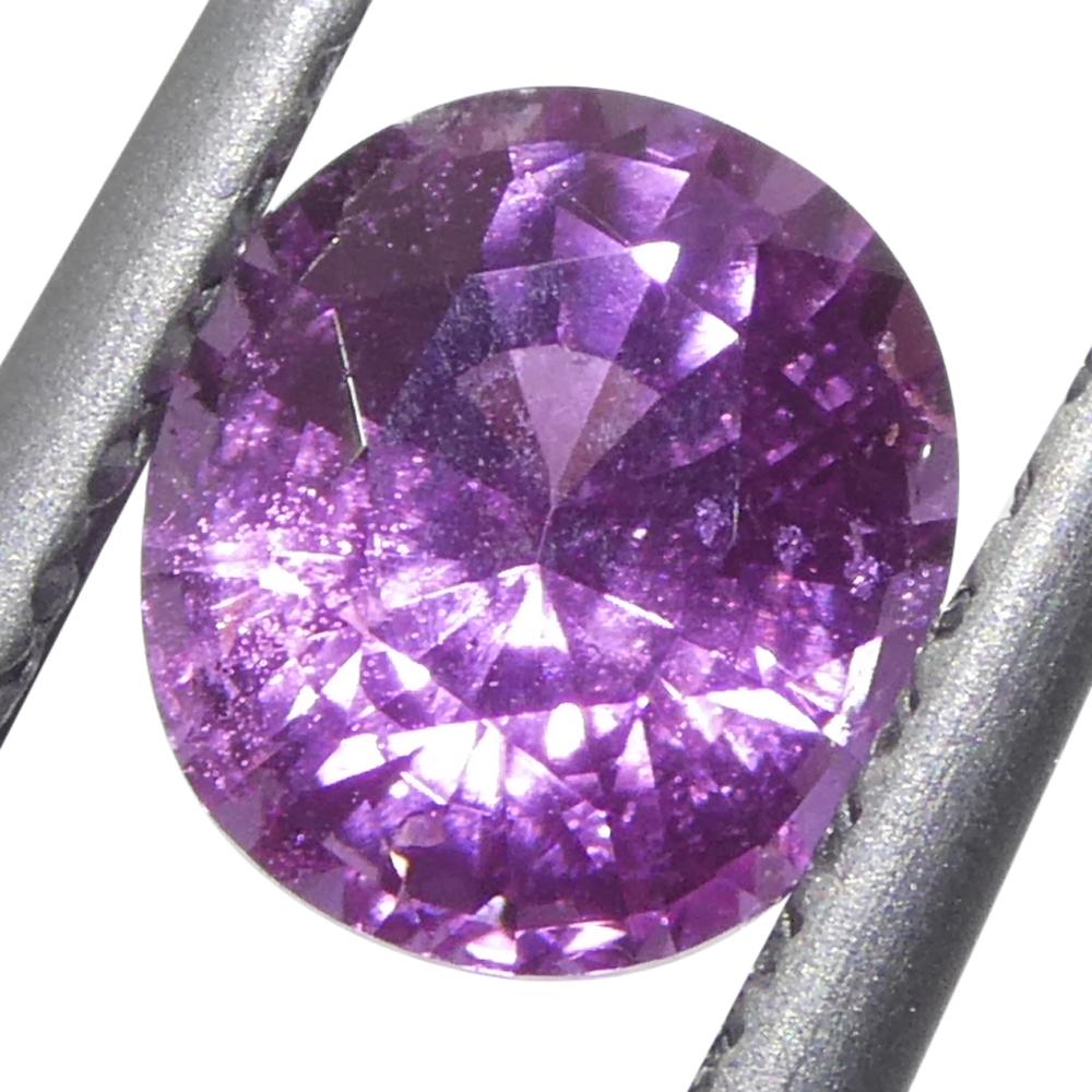 Taglio brillante 0,99ct Zaffiro ovale rosa-viola del Madagascar in vendita