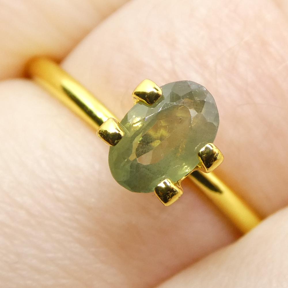 Taglio brillante 0.99ct Oval Yellowish Green to Yellowish Brown Alexandrite dal Brasile in vendita